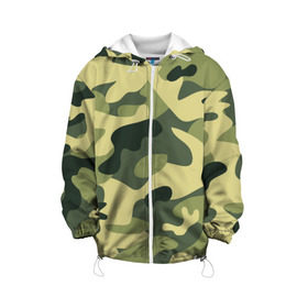 Детская куртка 3D с принтом Зелёный камуфляж , 100% полиэстер | застежка — молния, подол и капюшон оформлены резинкой с фиксаторами, по бокам — два кармана без застежек, один потайной карман на груди, плотность верхнего слоя — 90 г/м2; плотность флисового подклада — 260 г/м2 | Тематика изображения на принте: camouflage | green camouflage | зеленый камуфляж | камуфляж