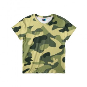 Детская футболка 3D с принтом Зелёный камуфляж , 100% гипоаллергенный полиэфир | прямой крой, круглый вырез горловины, длина до линии бедер, чуть спущенное плечо, ткань немного тянется | Тематика изображения на принте: camouflage | green camouflage | зеленый камуфляж | камуфляж