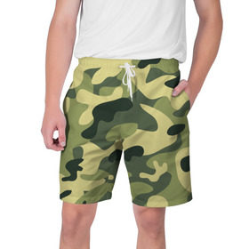 Мужские шорты 3D с принтом Зелёный камуфляж ,  полиэстер 100% | прямой крой, два кармана без застежек по бокам. Мягкая трикотажная резинка на поясе, внутри которой широкие завязки. Длина чуть выше колен | camouflage | green camouflage | зеленый камуфляж | камуфляж