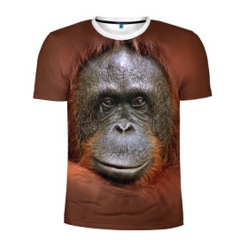 Мужская футболка 3D спортивная с принтом Обезьяна , 100% полиэстер с улучшенными характеристиками | приталенный силуэт, круглая горловина, широкие плечи, сужается к линии бедра | животные | о.м.с.к. | обезьяна | орангутанг