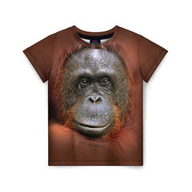 Детская футболка 3D с принтом Обезьяна , 100% гипоаллергенный полиэфир | прямой крой, круглый вырез горловины, длина до линии бедер, чуть спущенное плечо, ткань немного тянется | животные | о.м.с.к. | обезьяна | орангутанг