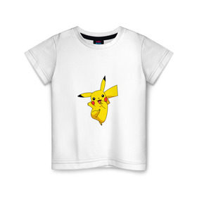 Детская футболка хлопок с принтом Pikachu Smile , 100% хлопок | круглый вырез горловины, полуприлегающий силуэт, длина до линии бедер | пикачу | покемон