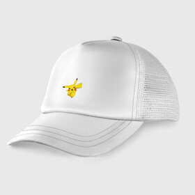 Детская кепка тракер с принтом Pikachu Smile , Козырек - 100% хлопок. Кепка - 100% полиэстер, Задняя часть - сетка | универсальный размер, пластиковая застёжка | пикачу | покемон