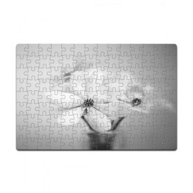 Пазл магнитный 126 элементов с принтом Белые цветочки 4 , полимерный материал с магнитным слоем | 126 деталей, размер изделия —  180*270 мм | белый | монгохромный | цветок | цветы