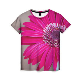 Женская футболка 3D с принтом Гербера 2 , 100% полиэфир ( синтетическое хлопкоподобное полотно) | прямой крой, круглый вырез горловины, длина до линии бедер | герберы | зелень | лепестки | природа | растения | цветы