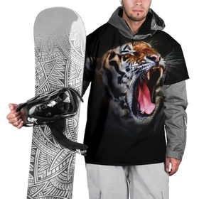 Накидка на куртку 3D с принтом Оскал тигра , 100% полиэстер |  | дикая кошка | пасть | тигр | хищник