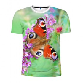 Мужская футболка 3D спортивная с принтом Прелесть , 100% полиэстер с улучшенными характеристиками | приталенный силуэт, круглая горловина, широкие плечи, сужается к линии бедра | Тематика изображения на принте: бабочка | лепестки | прикольные картинки | природа | цветочки | цветы
