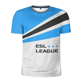 Мужская футболка 3D спортивная с принтом ESL league , 100% полиэстер с улучшенными характеристиками | приталенный силуэт, круглая горловина, широкие плечи, сужается к линии бедра | 