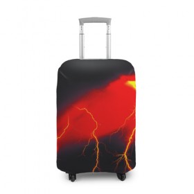 Чехол для чемодана 3D с принтом Гроза , 86% полиэфир, 14% спандекс | двустороннее нанесение принта, прорези для ручек и колес | красный | молния | ночь | черный