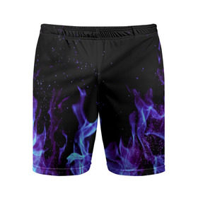 Мужские шорты 3D спортивные с принтом Синий огонь ,  |  | Тематика изображения на принте: дым | разные | синий | цветные