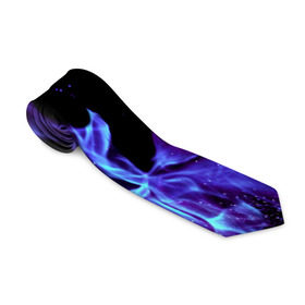 Галстук 3D с принтом Синий огонь , 100% полиэстер | Длина 148 см; Плотность 150-180 г/м2 | дым | разные | синий | цветные