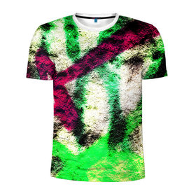 Мужская футболка 3D спортивная с принтом Grunge color , 100% полиэстер с улучшенными характеристиками | приталенный силуэт, круглая горловина, широкие плечи, сужается к линии бедра | Тематика изображения на принте: граффити | стена