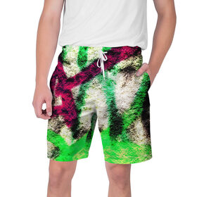Мужские шорты 3D с принтом Grunge color ,  полиэстер 100% | прямой крой, два кармана без застежек по бокам. Мягкая трикотажная резинка на поясе, внутри которой широкие завязки. Длина чуть выше колен | Тематика изображения на принте: граффити | стена