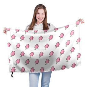 Флаг 3D с принтом Мороженое розовое , 100% полиэстер | плотность ткани — 95 г/м2, размер — 67 х 109 см. Принт наносится с одной стороны | ice cream | мода | мороженое | тренд