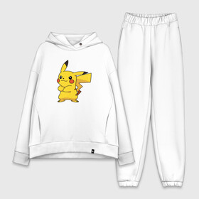 Женский костюм хлопок Oversize с принтом Насупившийся Пикачу ,  |  | pikachu | pokemon | пикачу | покемон