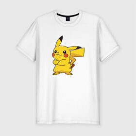 Мужская футболка премиум с принтом Pikachu , 92% хлопок, 8% лайкра | приталенный силуэт, круглый вырез ворота, длина до линии бедра, короткий рукав | pikachu | pokemon | пикачу | покемон