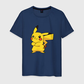 Мужская футболка хлопок с принтом Pikachu , 100% хлопок | прямой крой, круглый вырез горловины, длина до линии бедер, слегка спущенное плечо. | pikachu | pokemon | пикачу | покемон