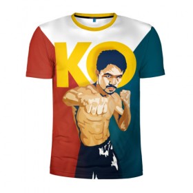 Мужская футболка 3D спортивная с принтом KO , 100% полиэстер с улучшенными характеристиками | приталенный силуэт, круглая горловина, широкие плечи, сужается к линии бедра | мэнни пакьяо