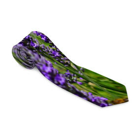 Галстук 3D с принтом Лаванда , 100% полиэстер | Длина 148 см; Плотность 150-180 г/м2 | Тематика изображения на принте: зеленый | зелень | лаванда | лето | поле | природа | синий | цветы