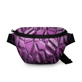 Поясная сумка 3D с принтом Каменная кладка фиолетовая , 100% полиэстер | плотная ткань, ремень с регулируемой длиной, внутри несколько карманов для мелочей, основное отделение и карман с обратной стороны сумки застегиваются на молнию | 