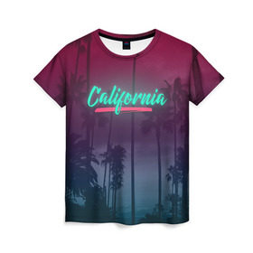 Женская футболка 3D с принтом California , 100% полиэфир ( синтетическое хлопкоподобное полотно) | прямой крой, круглый вырез горловины, длина до линии бедер | america | california | city | state | sun. summer | америка | город | калифорния | лето | солнце | штат