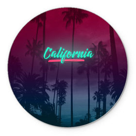 Коврик круглый с принтом California , резина и полиэстер | круглая форма, изображение наносится на всю лицевую часть | america | california | city | state | sun. summer | америка | город | калифорния | лето | солнце | штат
