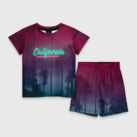 Детский костюм с шортами 3D с принтом California ,  |  | america | california | city | state | sun. summer | америка | город | калифорния | лето | солнце | штат