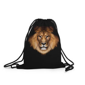 Рюкзак-мешок 3D с принтом Лев , 100% полиэстер | плотность ткани — 200 г/м2, размер — 35 х 45 см; лямки — толстые шнурки, застежка на шнуровке, без карманов и подкладки | lion | голова | лев