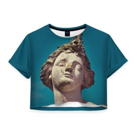 Женская футболка 3D укороченная с принтом Статуя , 100% полиэстер | круглая горловина, длина футболки до линии талии, рукава с отворотами | греция | искусство | мрамор | рим | скульптура | статуя