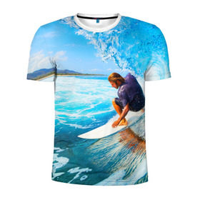 Мужская футболка 3D спортивная с принтом Лето , 100% полиэстер с улучшенными характеристиками | приталенный силуэт, круглая горловина, широкие плечи, сужается к линии бедра | берег | волна | лето | море | отдых | серфинг