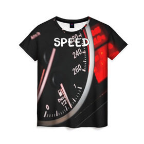 Женская футболка 3D с принтом Скорость , 100% полиэфир ( синтетическое хлопкоподобное полотно) | прямой крой, круглый вырез горловины, длина до линии бедер | автомобиль | дорога | драйв | скорость | стритрейсер | стритрейсинг
