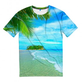 Мужская футболка 3D с принтом Лето , 100% полиэфир | прямой крой, круглый вырез горловины, длина до линии бедер | Тематика изображения на принте: берег | лето | море | отдых