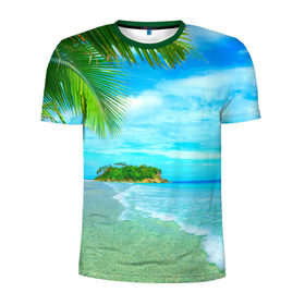 Мужская футболка 3D спортивная с принтом Лето , 100% полиэстер с улучшенными характеристиками | приталенный силуэт, круглая горловина, широкие плечи, сужается к линии бедра | Тематика изображения на принте: берег | лето | море | отдых