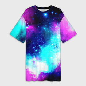 Платье-футболка 3D с принтом Космические краски ,  |  | star | звезды | яркие