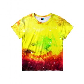 Детская футболка 3D с принтом Космический взрыв , 100% гипоаллергенный полиэфир | прямой крой, круглый вырез горловины, длина до линии бедер, чуть спущенное плечо, ткань немного тянется | Тематика изображения на принте: вселенная | галактика | звезды