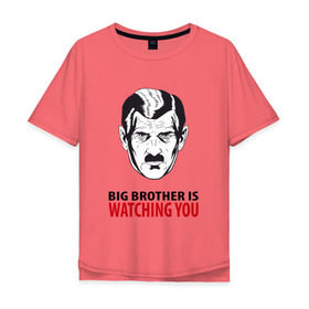 Мужская футболка хлопок Oversize с принтом Big Brother is watching you , 100% хлопок | свободный крой, круглый ворот, “спинка” длиннее передней части | 1984 | большой брат | джордж оурелл