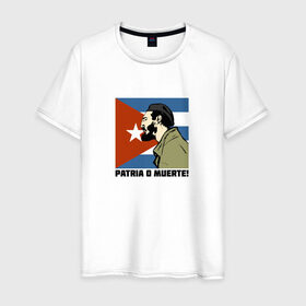 Мужская футболка хлопок с принтом Фидель Кастро , 100% хлопок | прямой крой, круглый вырез горловины, длина до линии бедер, слегка спущенное плечо. | 