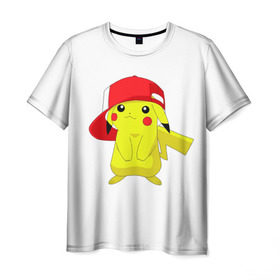 Мужская футболка 3D с принтом Pika , 100% полиэфир | прямой крой, круглый вырез горловины, длина до линии бедер | bulbasaur | pikachu | pokemon | squirtle | бальбазар | пикачу | покемон | сквиртл