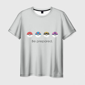 Мужская футболка 3D с принтом Pokeballs , 100% полиэфир | прямой крой, круглый вырез горловины, длина до линии бедер | bulbasaur | pikachu | pokemon | squirtle | бальбазар | пикачу | покемон | сквиртл