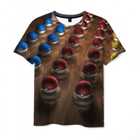 Мужская футболка 3D с принтом Wood , 100% полиэфир | прямой крой, круглый вырез горловины, длина до линии бедер | bulbasaur | pikachu | pokemon | squirtle | бальбазар | пикачу | покемон | сквиртл