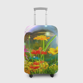 Чехол для чемодана 3D с принтом Flowers , 86% полиэфир, 14% спандекс | двустороннее нанесение принта, прорези для ручек и колес | арт | краска | лето | лучи | любовь | новинки | популярные | природа | рисунки | свет | цветы
