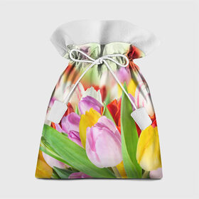 Подарочный 3D мешок с принтом Мир тюльпанов , 100% полиэстер | Размер: 29*39 см | Тематика изображения на принте: арт | краска | лето | лучи | любовь | новинки | популярные | природа | рисунки | свет | цветы