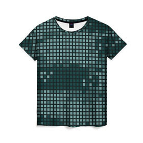 Женская футболка 3D с принтом Кибер камуфляж 3 , 100% полиэфир ( синтетическое хлопкоподобное полотно) | прямой крой, круглый вырез горловины, длина до линии бедер | пиксели | темный