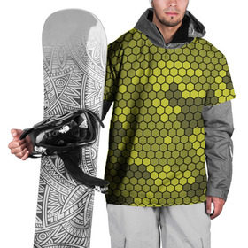 Накидка на куртку 3D с принтом Кибер камуфляж 8 , 100% полиэстер |  | Тематика изображения на принте: желтый | соты