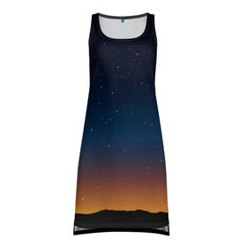 Платье-майка 3D с принтом Звездное небо , 100% полиэстер | полуприлегающий силуэт, широкие бретели, круглый вырез горловины, удлиненный подол сзади. | вселенная | галактика | горизон | звезды | небо | ночь