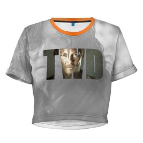 Женская футболка 3D укороченная с принтом TWD. Дэрил Диксон , 100% полиэстер | круглая горловина, длина футболки до линии талии, рукава с отворотами | 