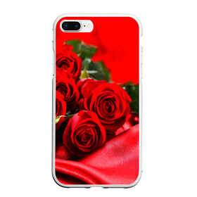 Чехол для iPhone 7Plus/8 Plus матовый с принтом Розы , Силикон | Область печати: задняя сторона чехла, без боковых панелей | букет | красная | лепесток | разноцветная | роза | цветок