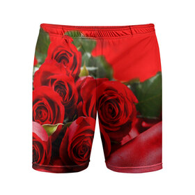 Мужские шорты 3D спортивные с принтом Розы ,  |  | букет | красная | лепесток | разноцветная | роза | цветок