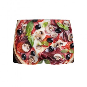 Мужские трусы 3D с принтом Пицца , 50% хлопок, 50% полиэстер | классическая посадка, на поясе мягкая тканевая резинка | Тематика изображения на принте: 