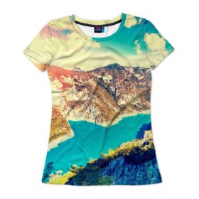 Женская футболка 3D с принтом Montenegro , 100% полиэфир ( синтетическое хлопкоподобное полотно) | прямой крой, круглый вырез горловины, длина до линии бедер | горы | пейзаж